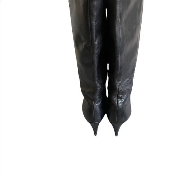 HENDRY’S SABRINA SHOES by LA VALLEE Leather Tall Boots Heel Black 11 - Picture 5 of 12